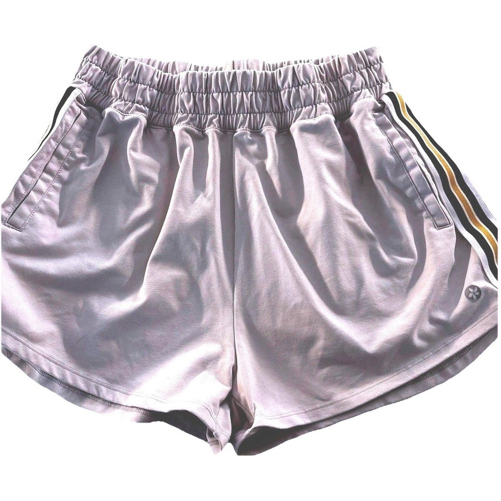 Papaya Active Womens Side Stripe Athletic Gym Shorts Size L Gray Performance‎